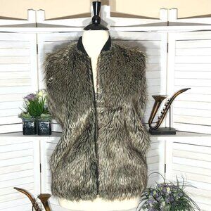 ASOS Faux Fur Vest Brown Gray Large
